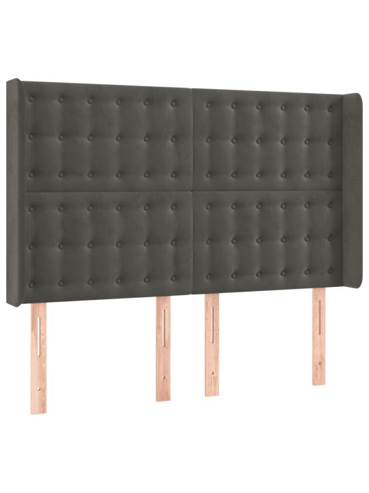 Voodipeats servadega, tumehall, 147x16x118/128 cm, samet
