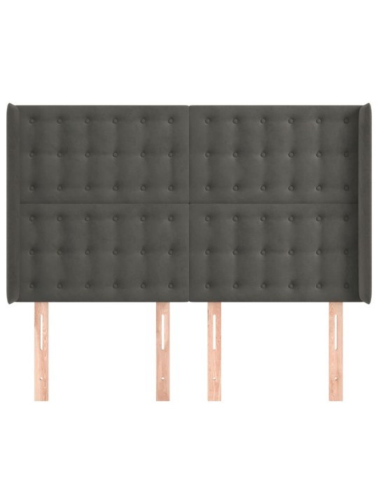Voodipeats servadega, tumehall, 147x16x118/128 cm, samet