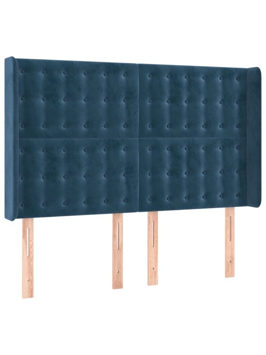 Voodipeats servadega, tumesinine, 147x16x118/128 cm, samet