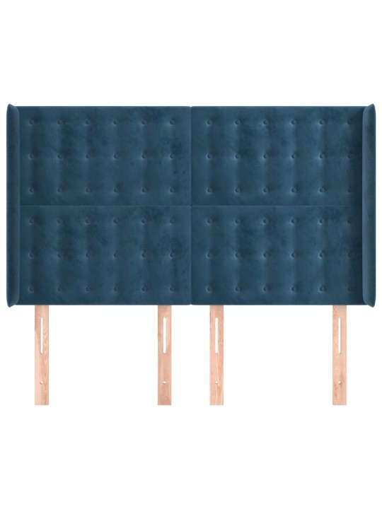 Voodipeats servadega, tumesinine, 147x16x118/128 cm, samet