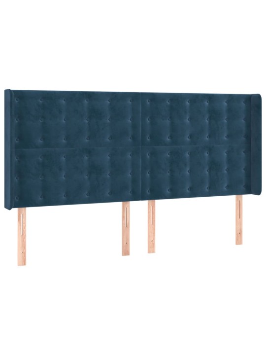 Voodipeats servadega, tumesinine, 163x16x118/128 cm, samet