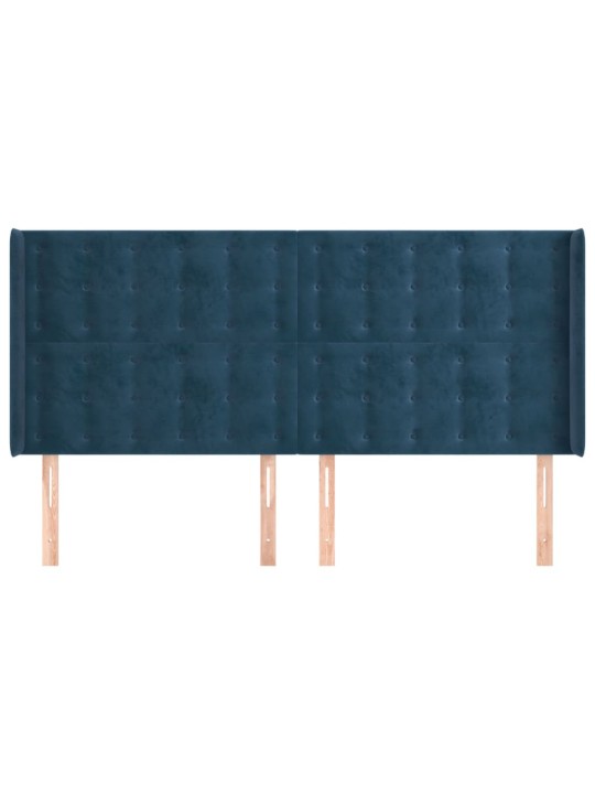 Voodipeats servadega, tumesinine, 163x16x118/128 cm, samet