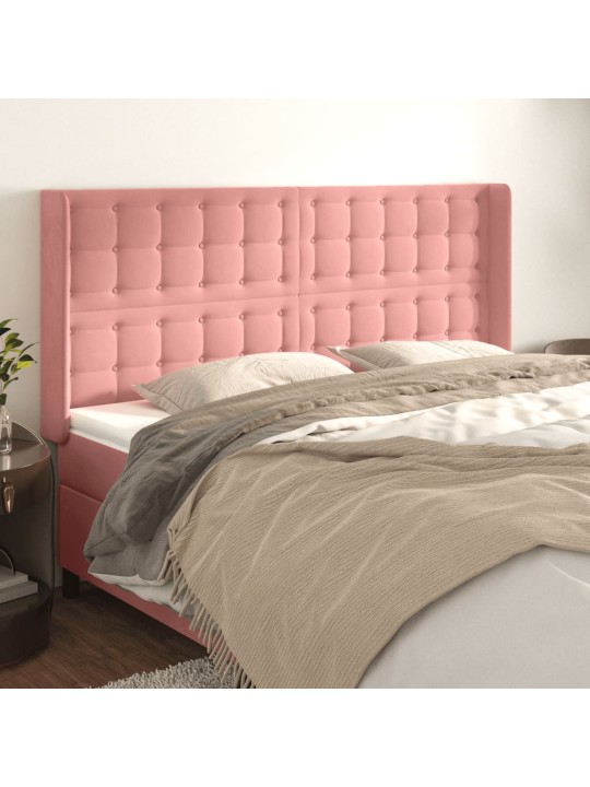 Voodipeats servadega, roosa, 163x16x118/128 cm, samet
