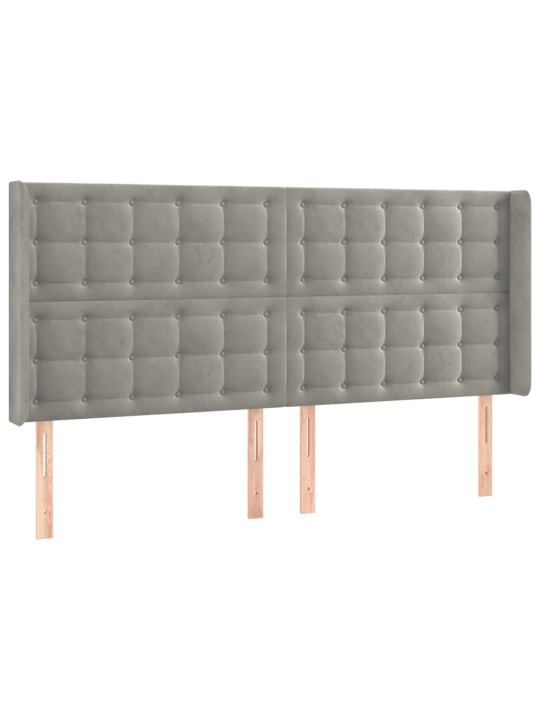 Voodipeats servadega, helehall, 183x16x118/128 cm, samet