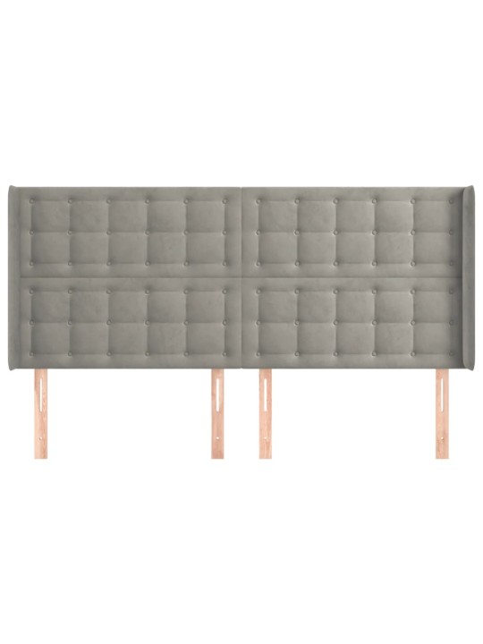 Voodipeats servadega, helehall, 183x16x118/128 cm, samet