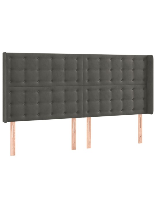 Voodipeats servadega, tumehall, 183x16x118/128 cm, samet
