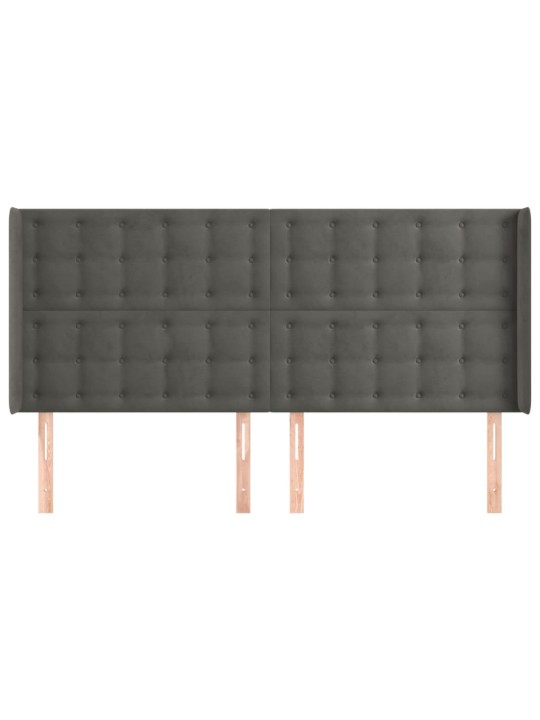 Voodipeats servadega, tumehall, 183x16x118/128 cm, samet