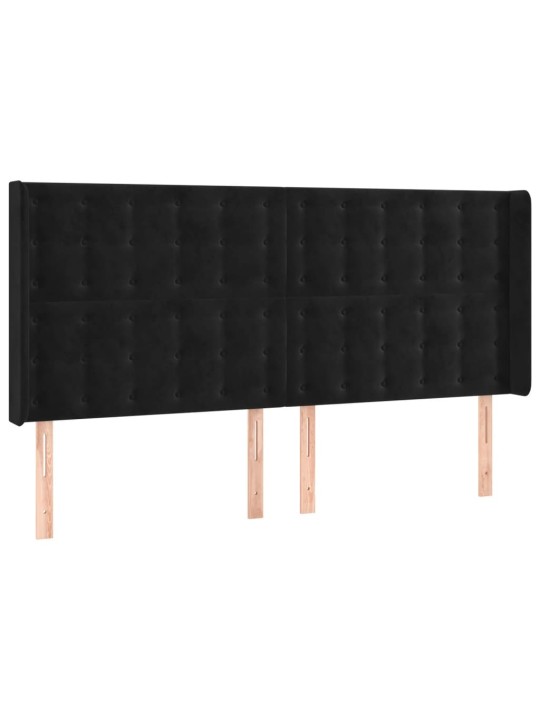 Voodipeats servadega, must, 183x16x118/128 cm, samet