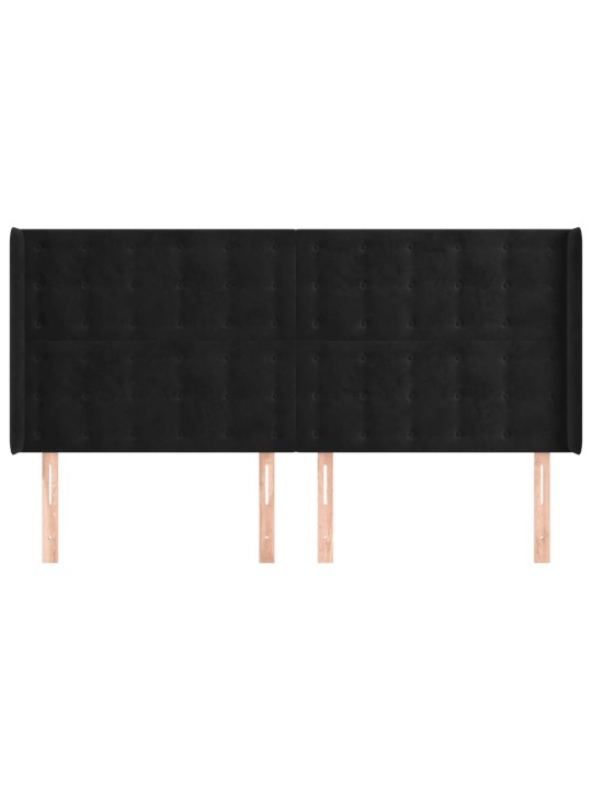 Voodipeats servadega, must, 183x16x118/128 cm, samet