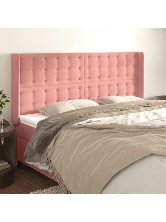 Voodipeats servadega, roosa, 183x16x118/128 cm, samet
