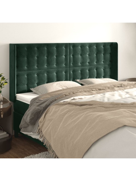 Voodipeats servadega, tumeroheline, 203x16x118/128 cm, samet