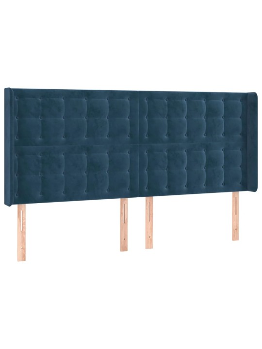 Voodipeats servadega, tumesinine, 203x16x118/128 cm, samet