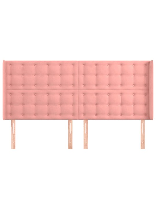 Voodipeats servadega, roosa, 203x16x118/128 cm, samet