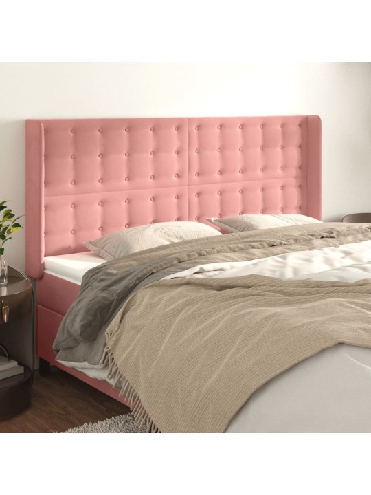 Voodipeats servadega, roosa, 203x16x118/128 cm, samet