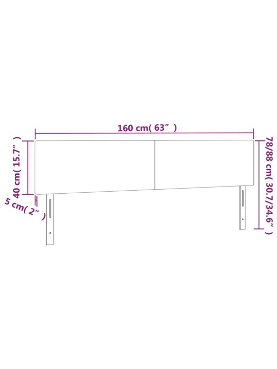 Led-voodipeats, helehall, 160x5x78/88 cm, kangas