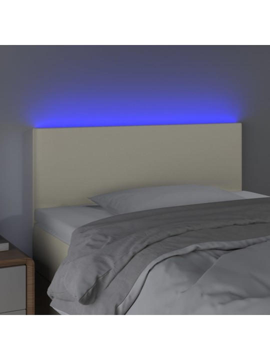 LED-voodipeats, kreemjas, 80x5x78/88 cm, kunstnahk