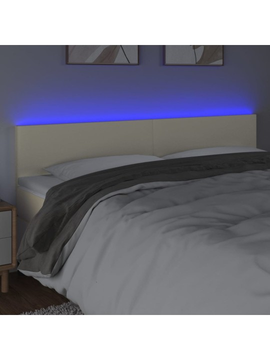 LED-voodipeats, kreemjas, 200x5x78/88 cm, kunstnahk
