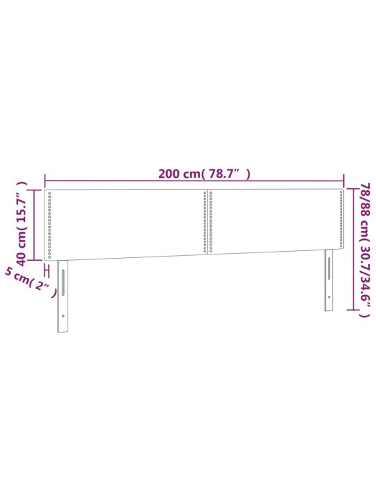 Led-voodipeats, helehall, 200x5x78/88 cm, kangas