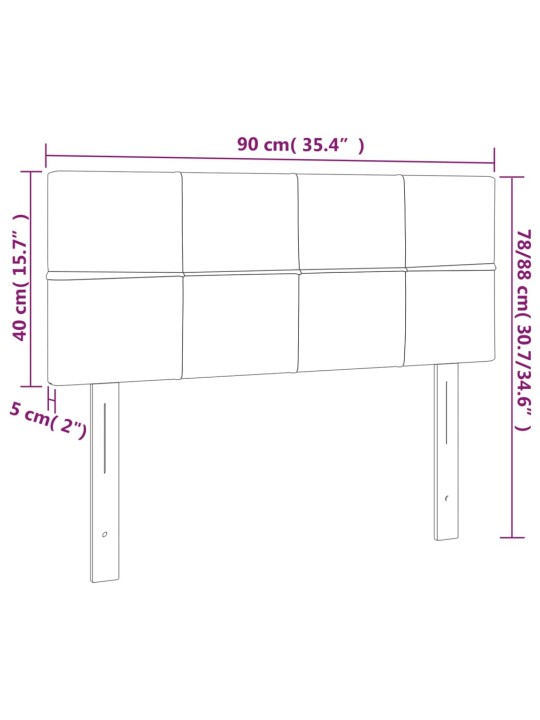 Led-voodipeats, helehall, 90x5x78/88 cm, samet