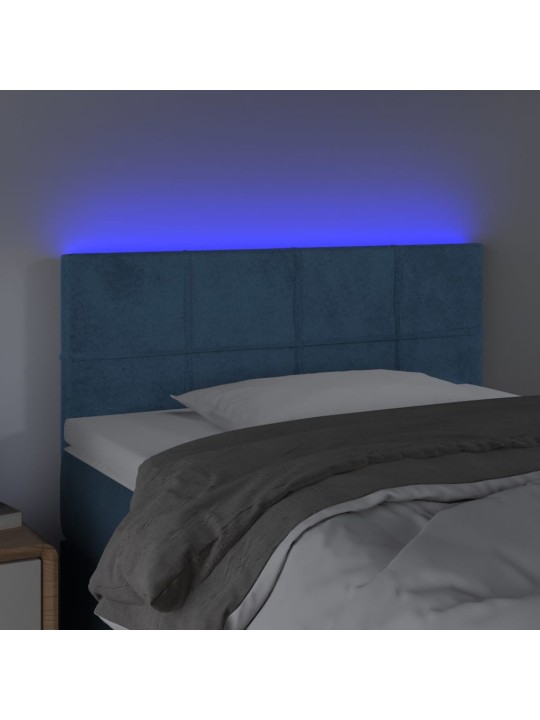 LED-voodipeats, tumesinine, 90x5x78/88 cm, samet