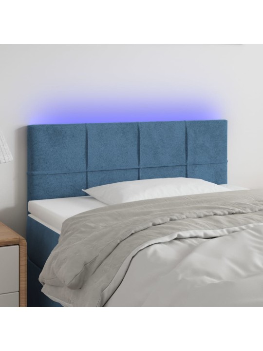 LED-voodipeats, tumesinine, 90x5x78/88 cm, samet