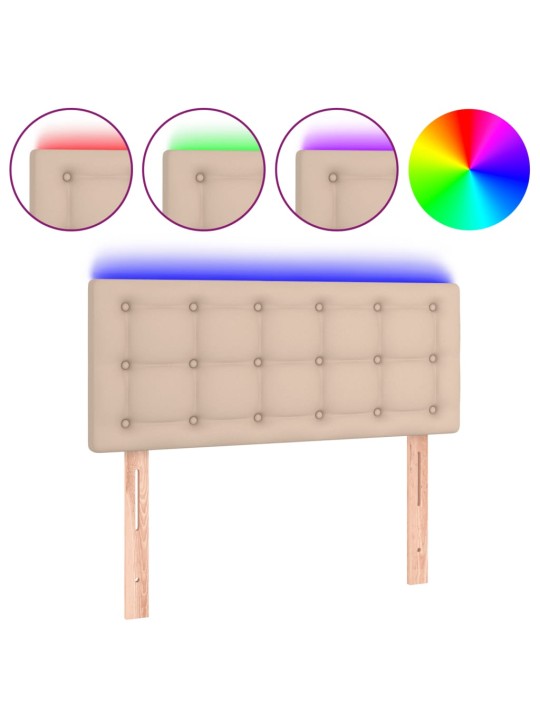 LED-voodipeats, cappuccino, 90x5x78/88 cm kunstnahk