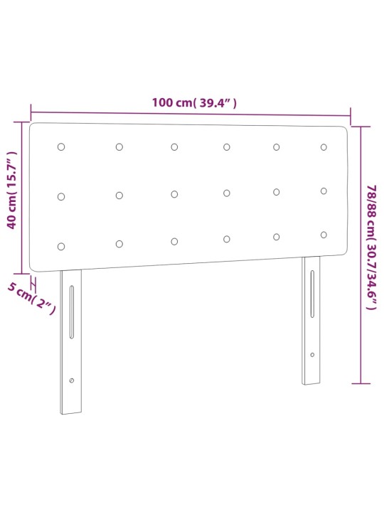 Led-voodipeats, hall, 100x5x78/88 cm, kunstnahk