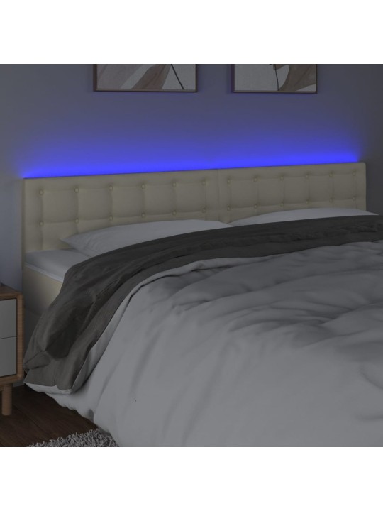 LED-voodipeats, kreemjas, 160x5x78/88 cm, kunstnahk