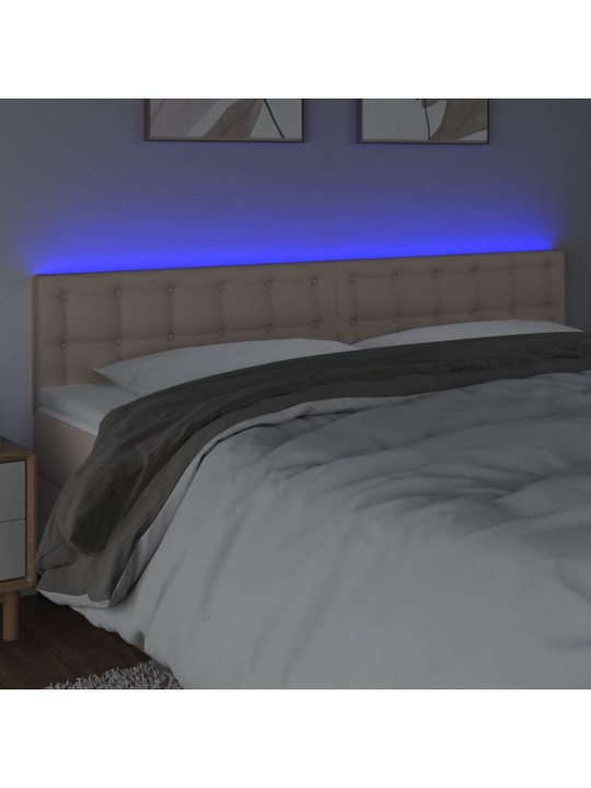 Led-voodipeats, cappuccino, 160x5x78/88 cm kunstnahk