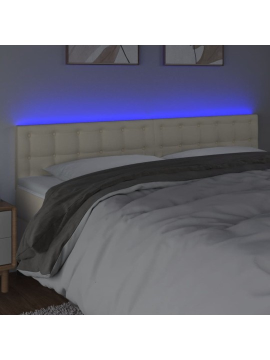 LED-voodipeats, kreemjas, 180x5x78/88 cm, kunstnahk