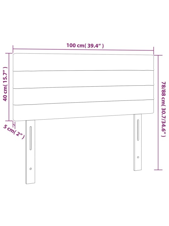 LED-voodipeats, helehall, 100x5x78/88 cm, kangas