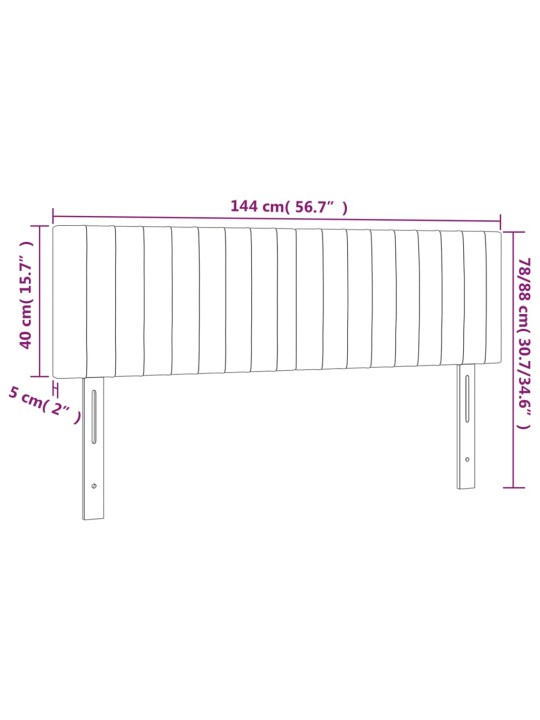 Led-voodipeats, tumehall, 144x5x78/88 cm, samet