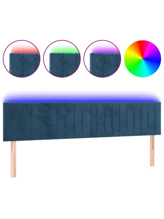 LED-voodipeats, tumesinine, 160x5x78/88 cm, samet