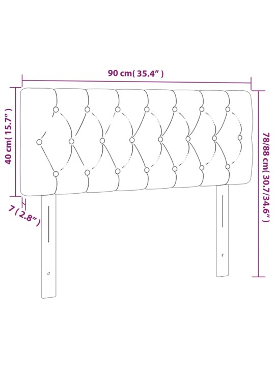 Led-voodipeats, must, 90x7x78/88 cm, samet