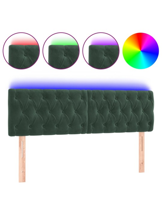 LED-voodipeats, tumeroheline, 144x7x78/88 cm, samet