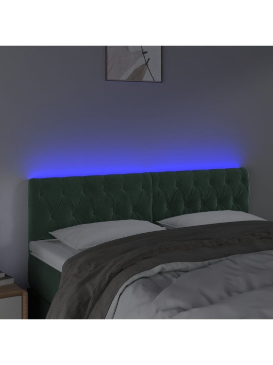 LED-voodipeats, tumeroheline, 144x7x78/88 cm, samet