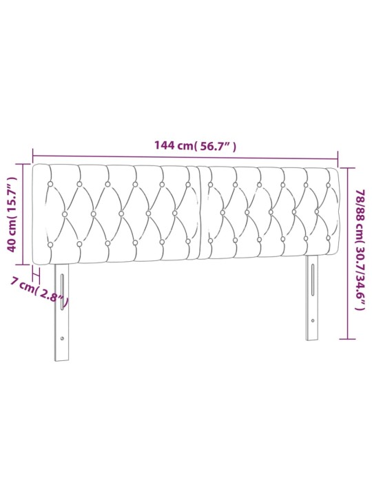 LED-voodipeats, tumeroheline, 144x7x78/88 cm, samet