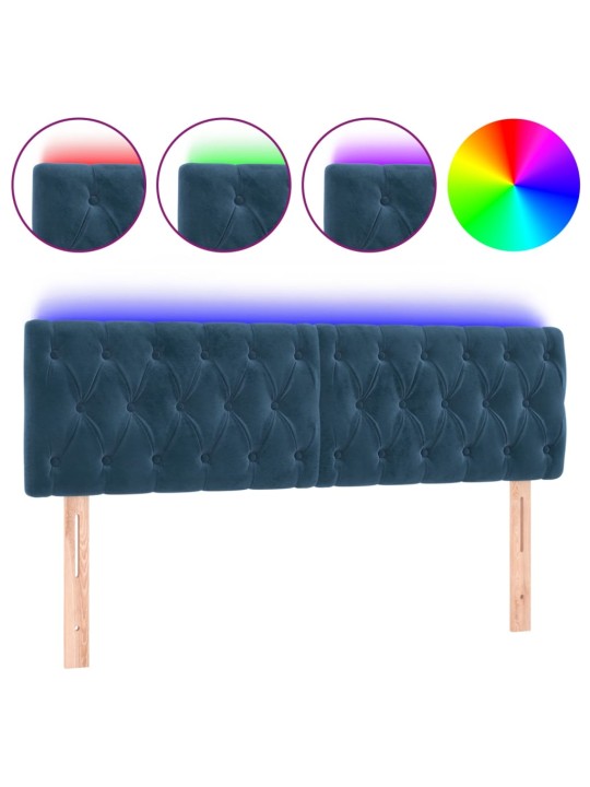 LED-voodipeats, tumesinine, 144x7x78/88 cm, samet
