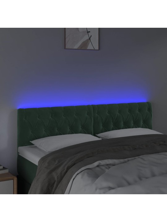 LED-voodipeats, tumeroheline, 160x7x78/88 cm, samet