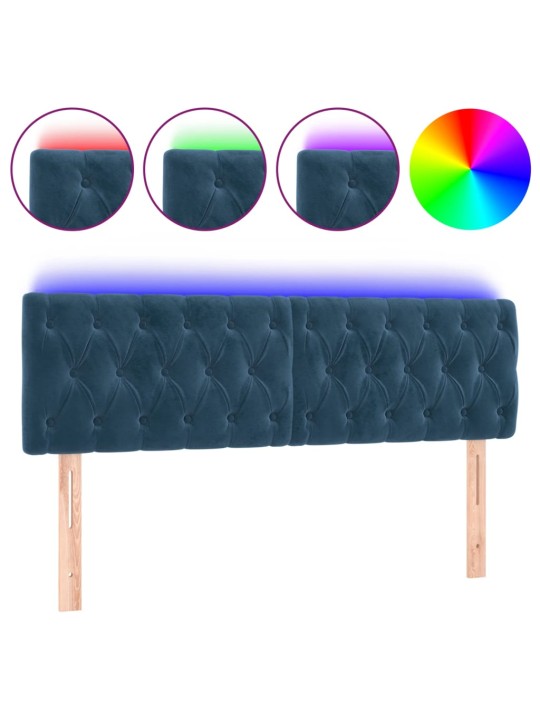 LED-voodipeats, tumesinine, 160x7x78/88 cm, samet