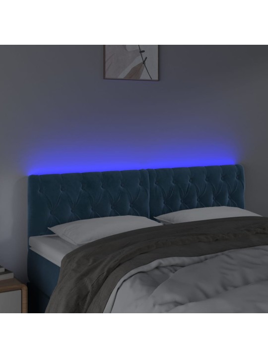 LED-voodipeats, tumesinine, 160x7x78/88 cm, samet