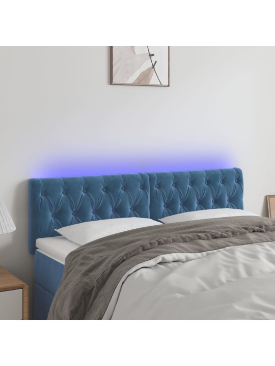 LED-voodipeats, tumesinine, 160x7x78/88 cm, samet