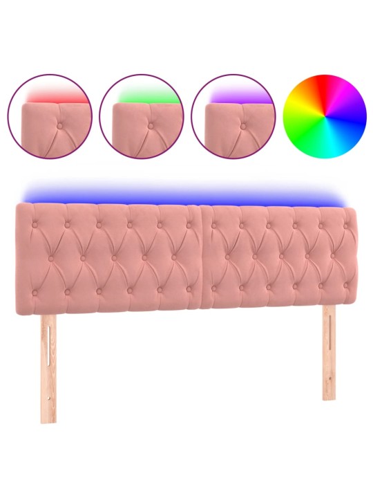 LED-voodipeats, roosa, 160x7x78/88 cm, samet
