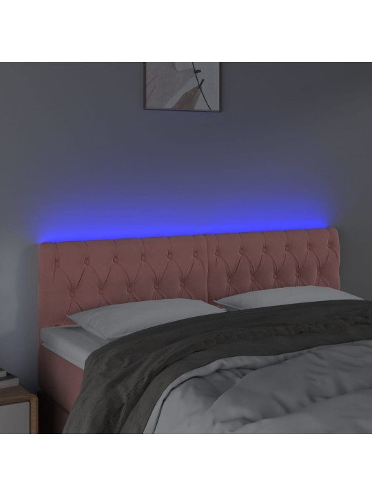LED-voodipeats, roosa, 160x7x78/88 cm, samet