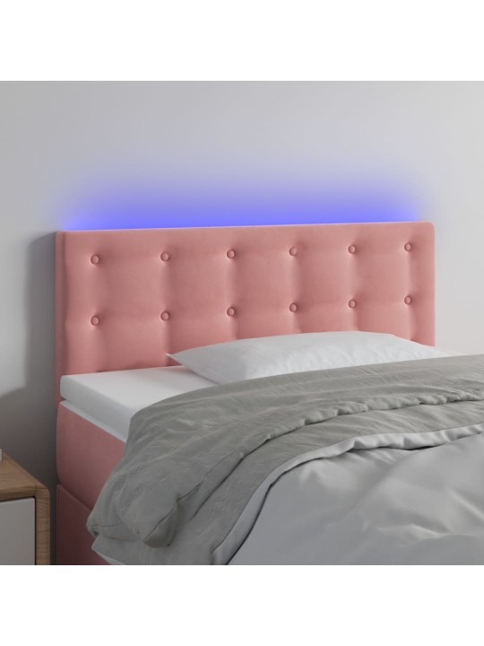 LED-voodipeats, roosa, 90x5x78/88 cm, samet