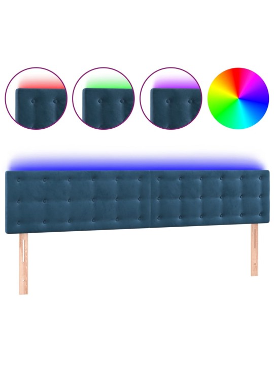 LED-voodipeats, tumesinine, 160x5x78/88 cm, samet