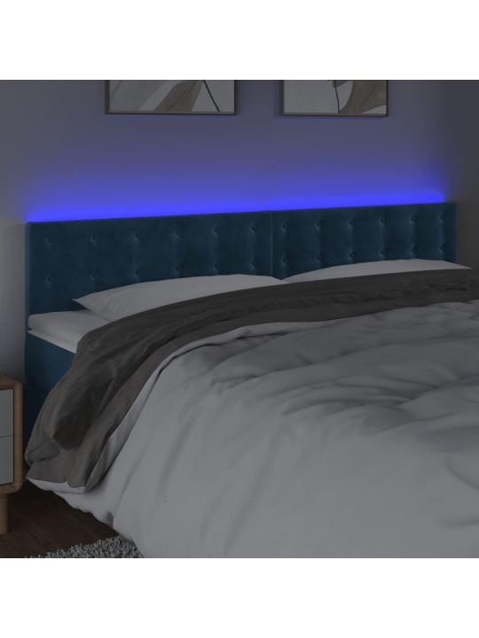 LED-voodipeats, tumesinine, 160x5x78/88 cm, samet