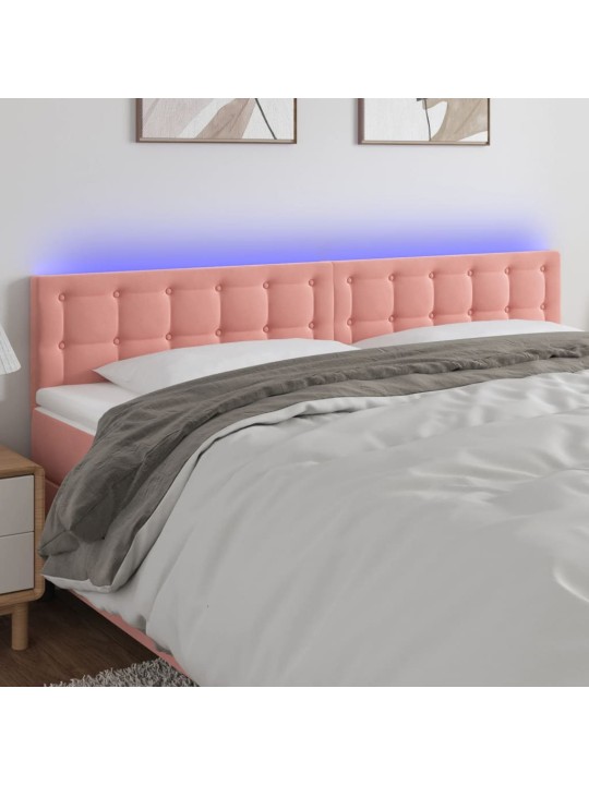 Led-voodipeats, roosa, 160x5x78/88 cm, samet
