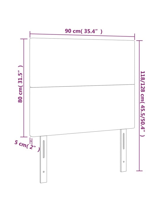 LED-voodipeats, kreemjas, 90x5x118/128 cm, kangas