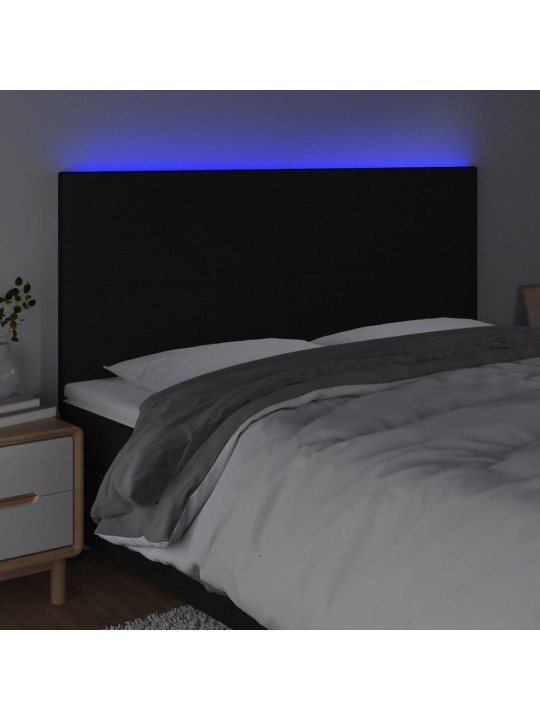 Led-voodipeats, must, 160x5x118/128 cm, kangas